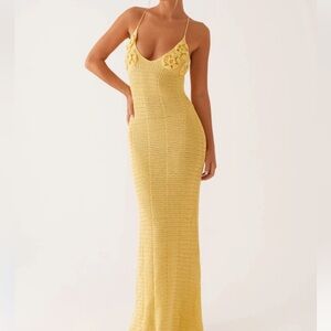 Peppermayo - Zara Rose Crochet Maxi Dress - Yellow